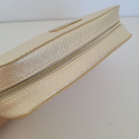 Bulgari Parfums Cosmetic Toiletry Case Champagne Beige Pouch Medium Bag Logo Zip - Picture 5 of 11
